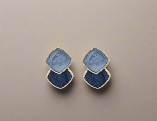 Clip on earrings - gradient navy