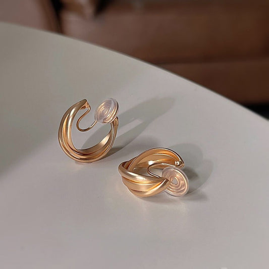 Clip on earrings - golden wave