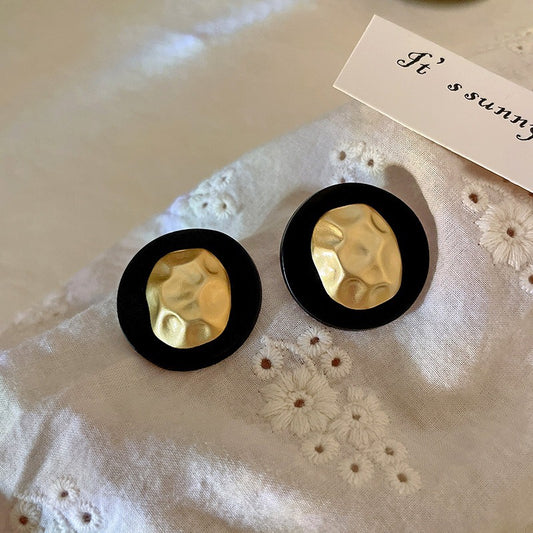 Clip on earrings - unique black and golden