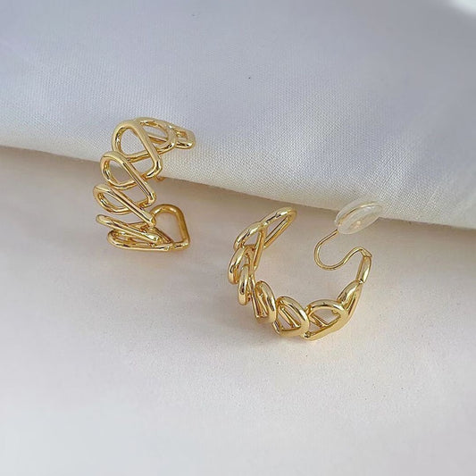 Clip on earrings - golden rings