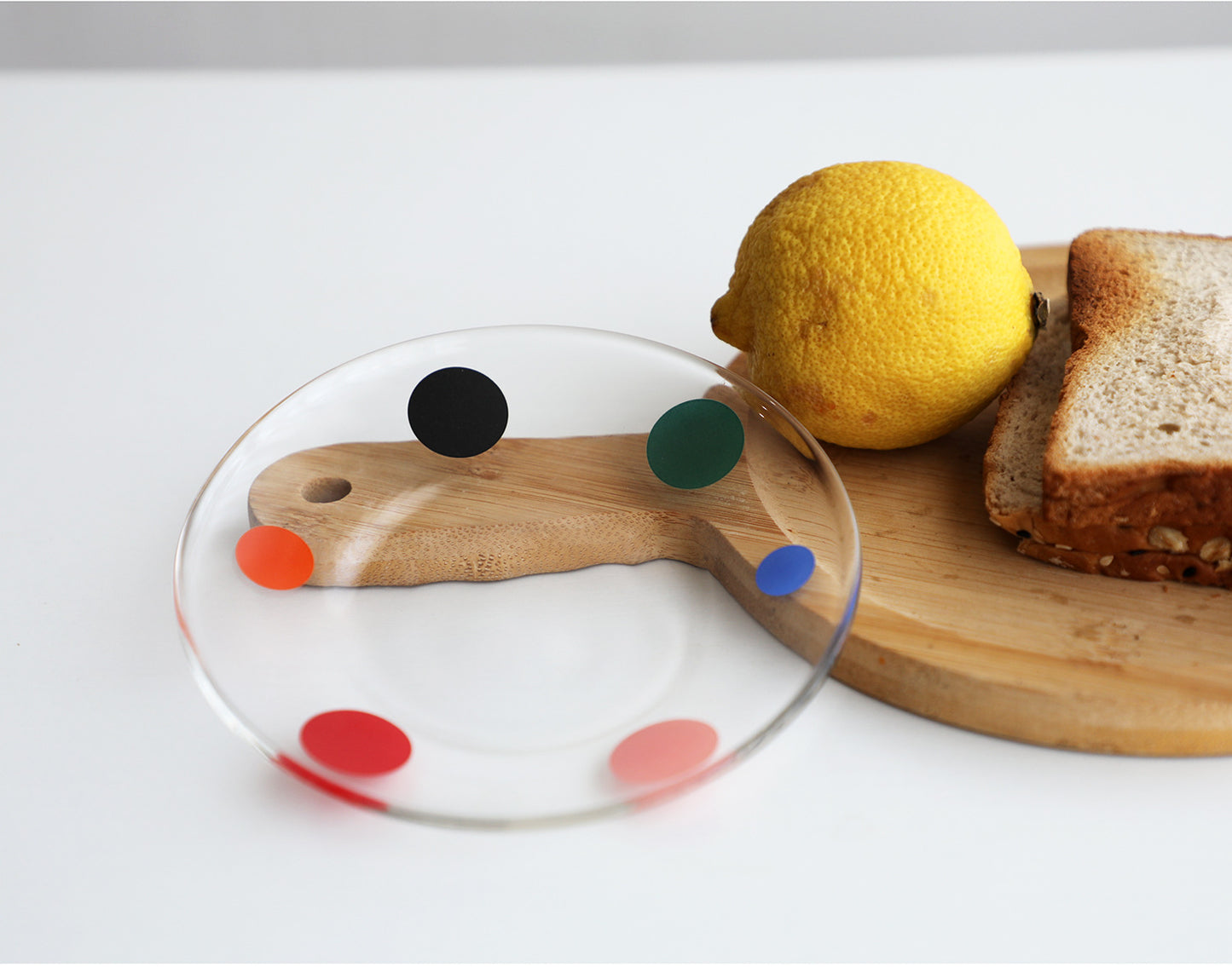 Unique Colourful Dot Transparent Glass & Saucer Set | Tableware